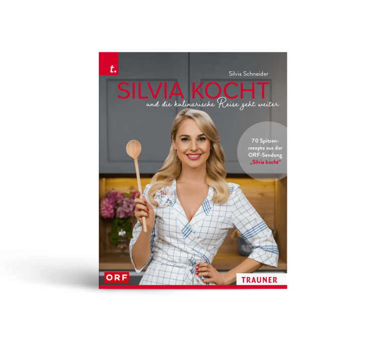 Buchcover des Kochbuchs "Silvia kocht und die kulinarische Reise geht weiter" mit Kochrezepten aus der ORF-Show "Silvia kocht"